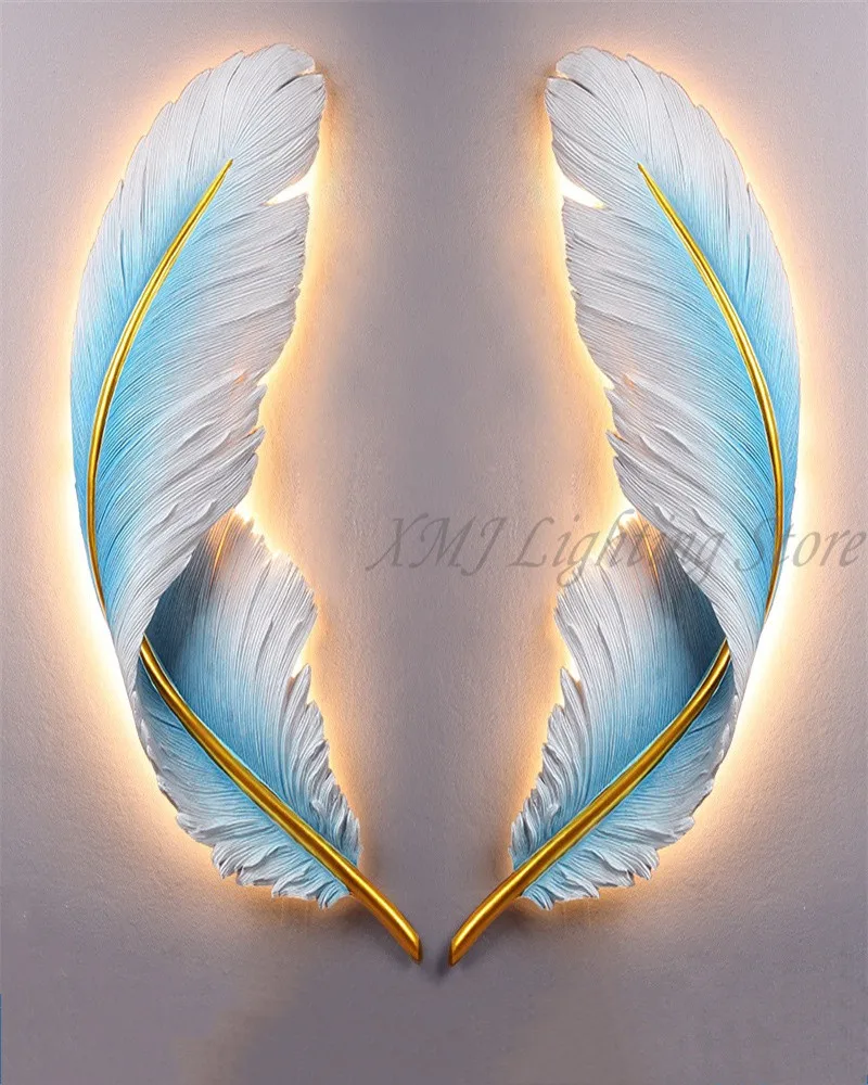 Modern minimalist feather relief wall lamp living room TV background wall 2024 new internet famous bedroom bedside lamp