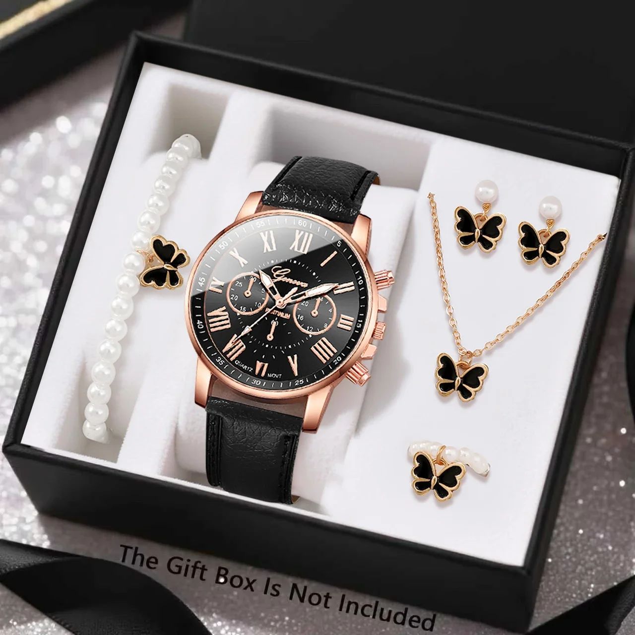 6-piece Women's Cute Quartz Watch with Necklace Set, Suitable for Daily Wear and Gift Giving - view 4