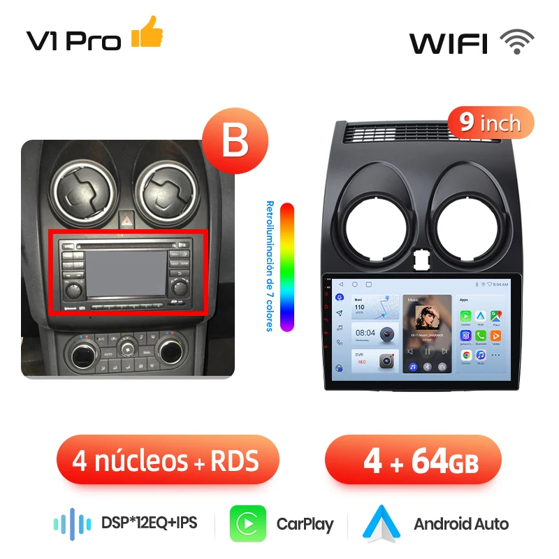 Junsun Radio Voz AI voor Nissan Qashqai J10 2006-2013 draadloze CarPlay Android Auto autoradio 2DIN met Bluetooth DAB+ GPS RDS