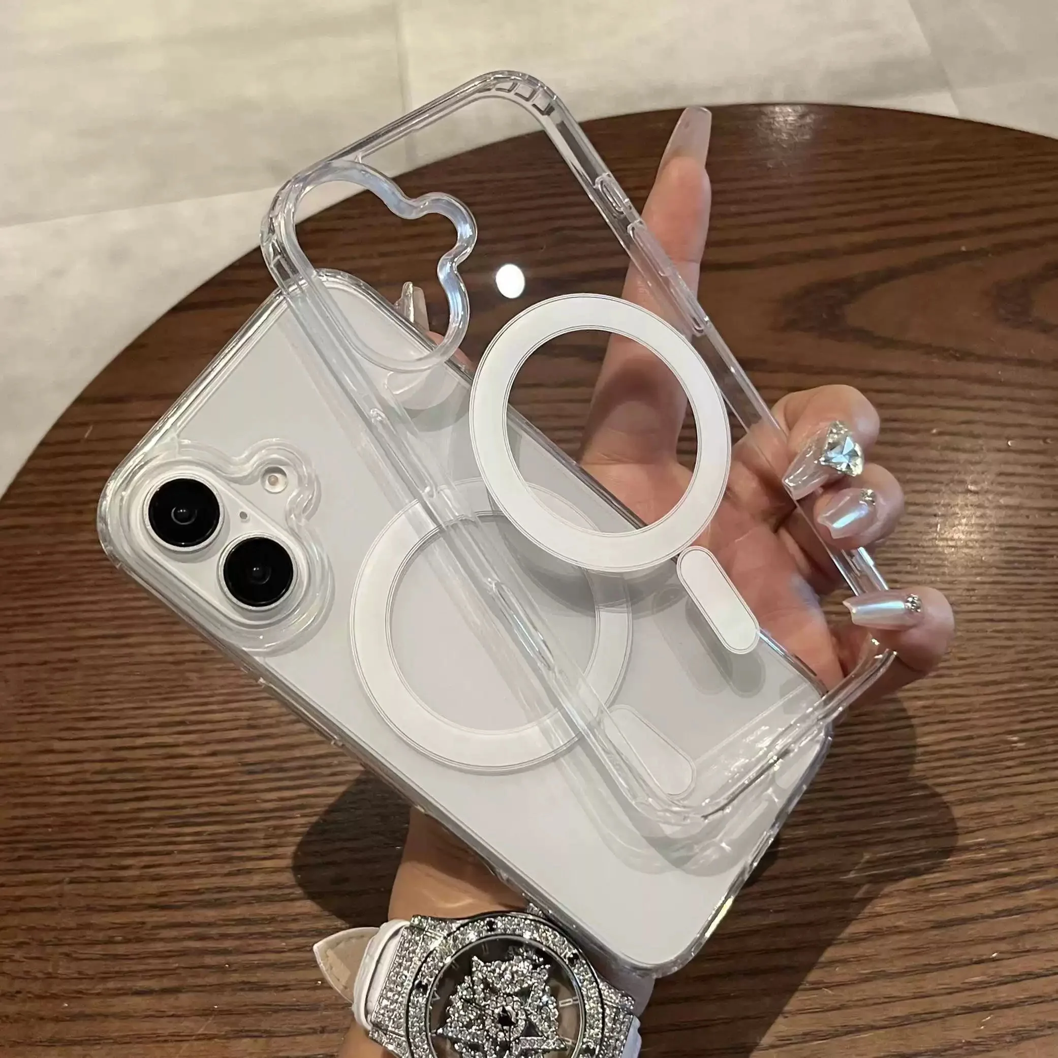 

Оригинальный магнитный чехол для беспроводной зарядки Magsafe для iPhone 16, 15, 14, 13, 12, 11 Pro Max Plus HD, прозрачный жесткий чехол