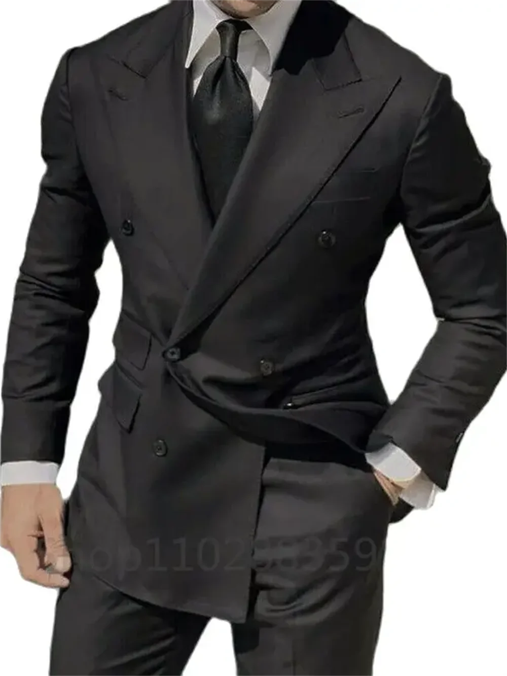 1 Piece Navy Blue Double Breasted Jacket Only Costume Homme Men Suits Tuxedo Groom Wedding Slim Fit Terno Masculino Blazer