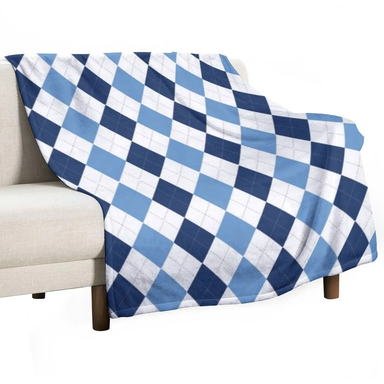 

Navy/Carolina Argyle Throw Blanket Large Picnic Single for sofa Blankets