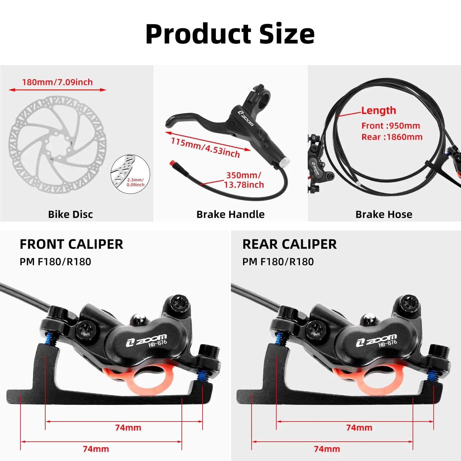 ZOOM HB876E Hydraulic Disc Bra - Zoom Hydraulic Brake 4 Piston E-Scooter ulasan dan harga
