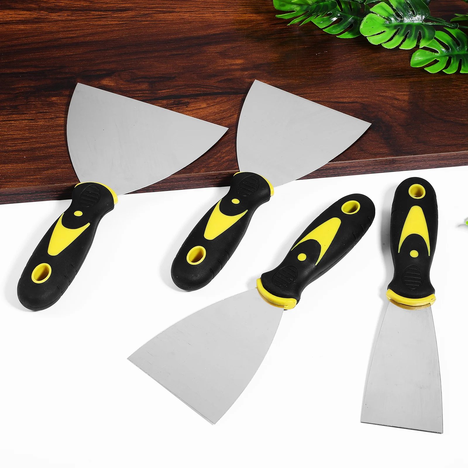 8 個のスパチュラセットステンレス鋼スクレーパーツール壁修理用ペイント除去乾式壁スパチュラハンドル付きハンドツール