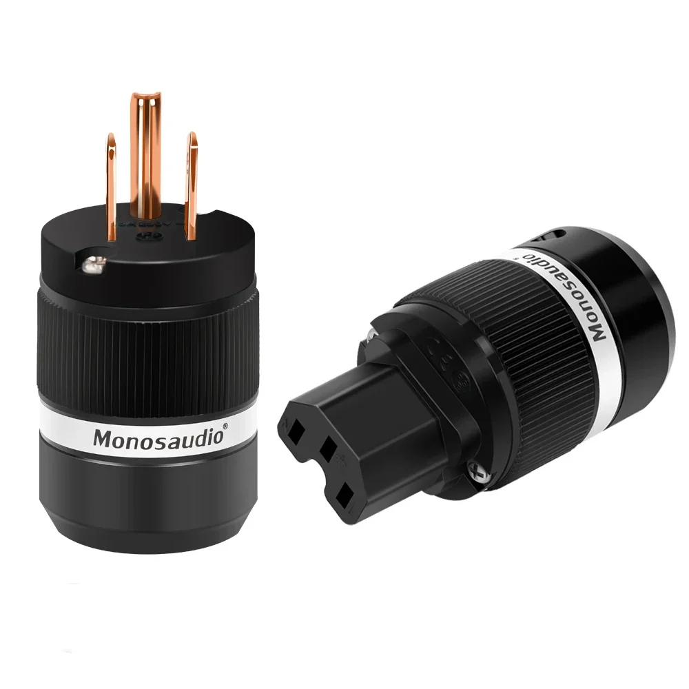 

Monosaudio M100/F100 Pure Copper Gold Plated/Rhodium plated US AC Power Plug & IEC Connector for Audio DIY Mains Power Cable