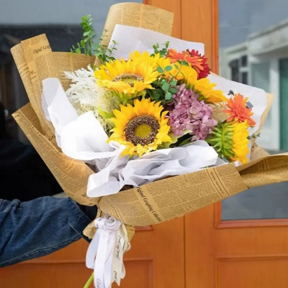 

45Pcs Double Sided Bouquet Kraft Wrapping Paper Vintage DIY Projects Gift Wrapping Paper Reversible Retro English