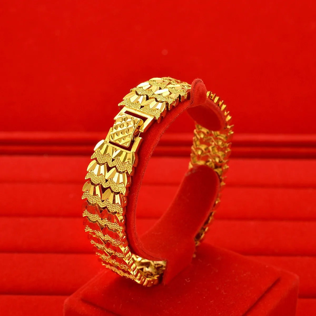 

Luxury 24K 9999 Pure Gold men's tank watch chain fashion personality