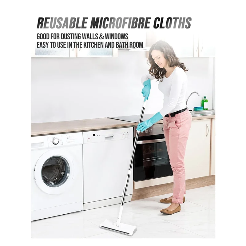 مماسح من الألياف الدقيقة لتنظيف الأرضيات مع وسادات شانيل قابلة لإعادة الاستخدام، ممسحة غبار رطبة وجافة للأرضيات الصلبة - ABUA #4