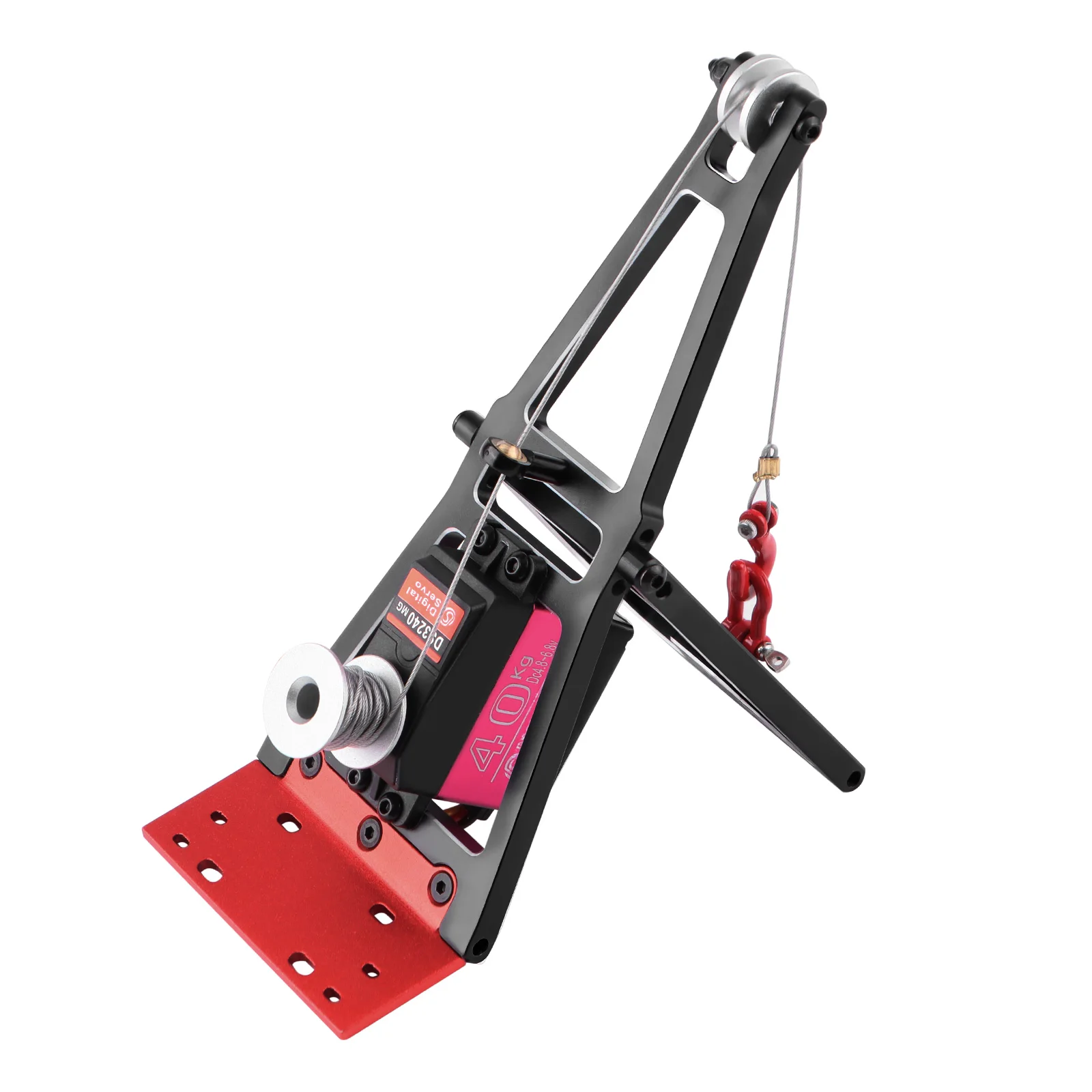 

Aluminum RC Winch Double Stent Rescue Set Truck Tow Crane Arm Wrecker Kit with 40KG Servo for 1/10 TRX4 SCX10 RC Truck Upgrade