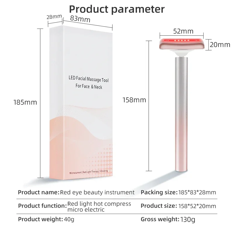 Rotlicht Augenschönheitsgerät Augencreme Einführungsgerät Heimvibration Heiße Kompresse Massagestab Augenschönheitsgerät Augen