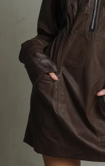 

PU Leather Dresses for Women Lapel Collar Half Zip Mini Dress Autumn Long Sleeve High Street Elegant PU Dresses with Pocket