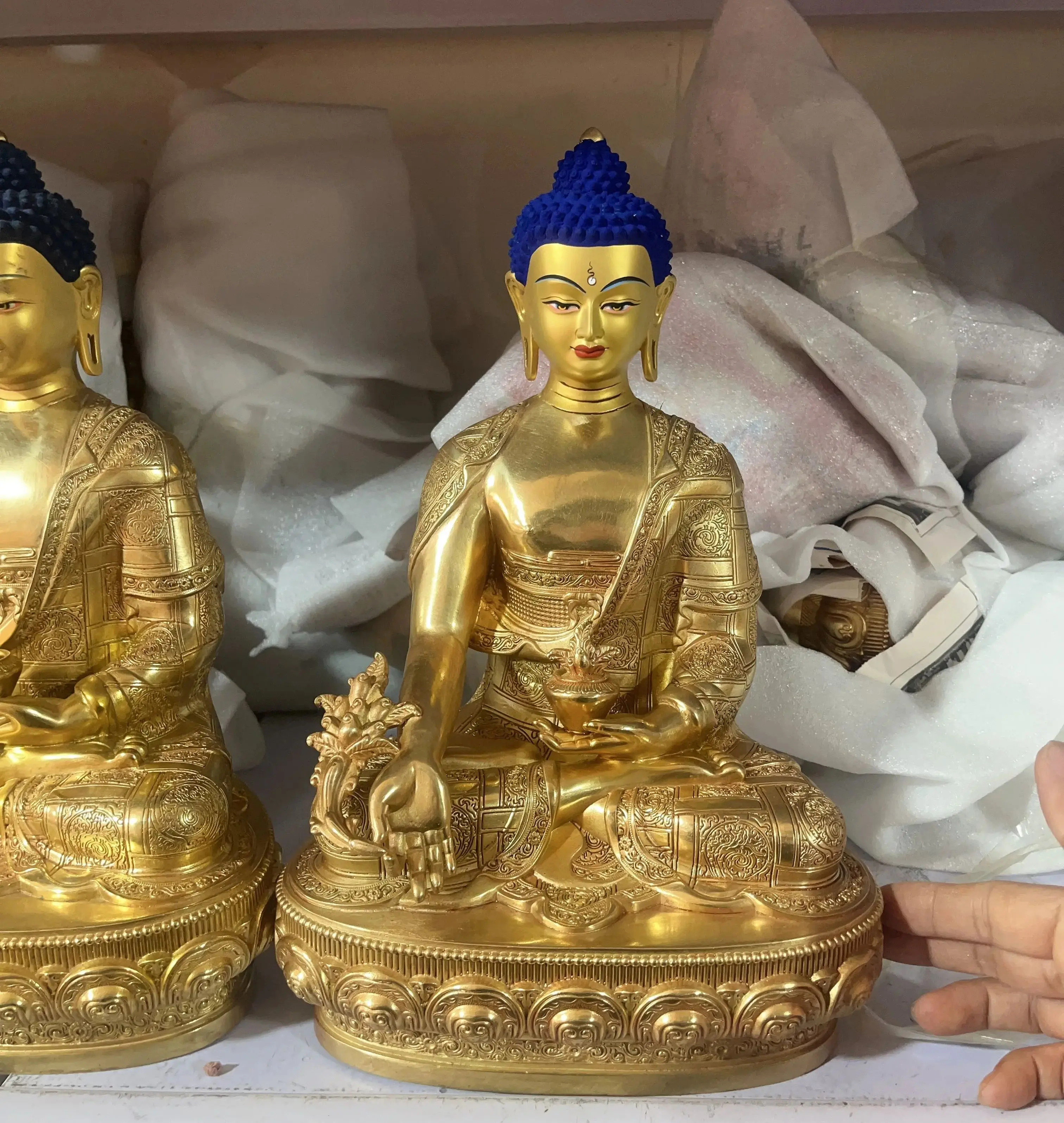 High grade gilding buddha statue Asia Buddhism Tibet golden medicine buddha figure of the Buddha family home altar monk worship