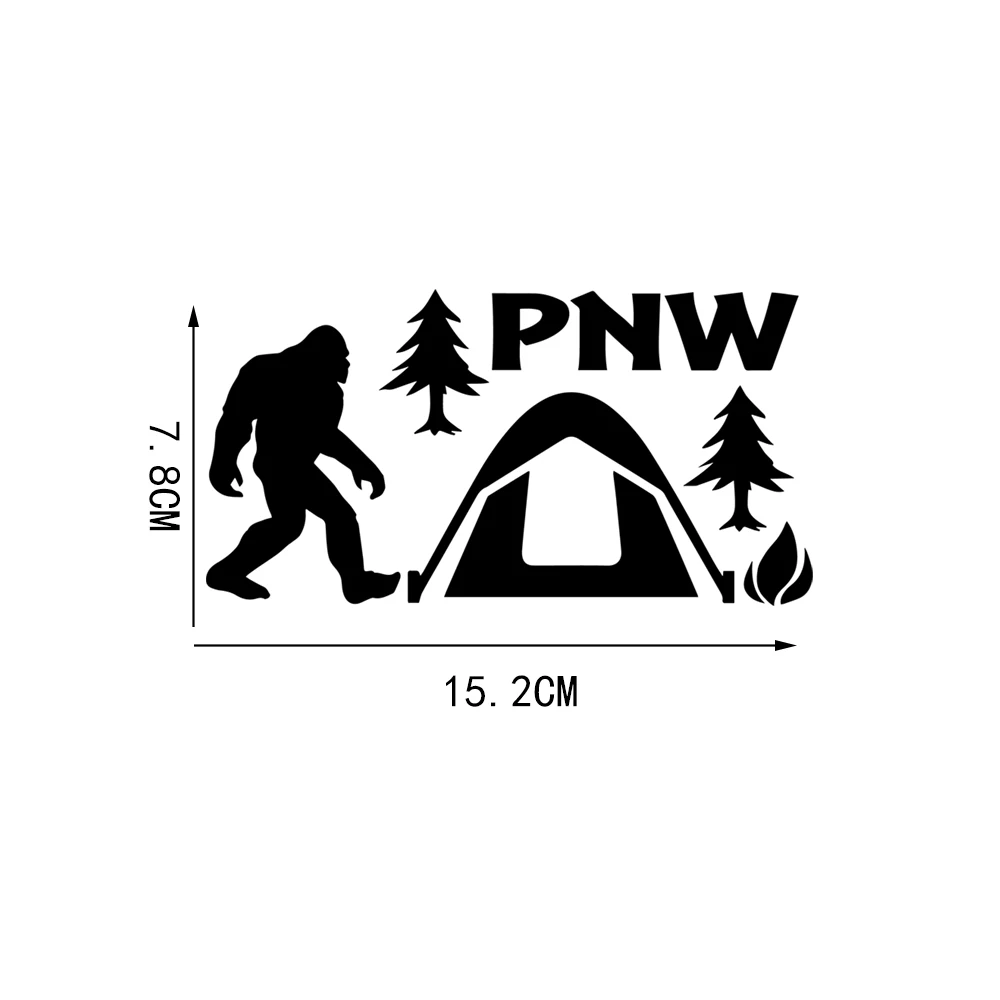 YJZT 15.2*7.8cm Bigfoot Camping Vinyl Decals Wild Man Squatting Tent Funny Car Stickers  Body Windshield Decoration