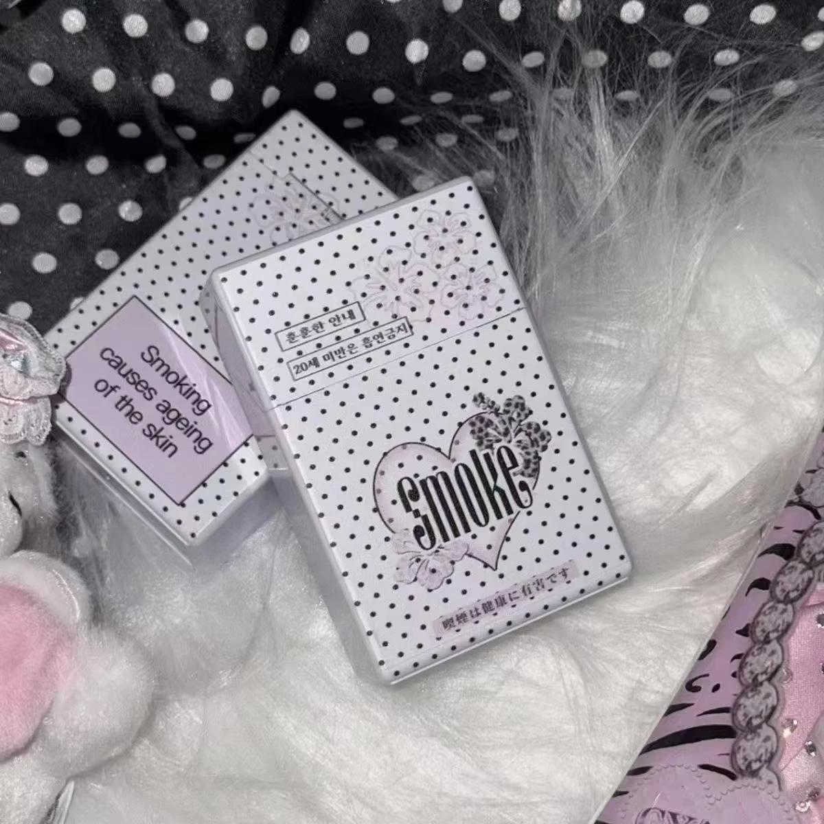 Y2K Hot Girl Polka Dot Cigarette Box Women's Flip Cover Storage Box Korean Sweet and Cool Small Card Box Portable Cigarette Box