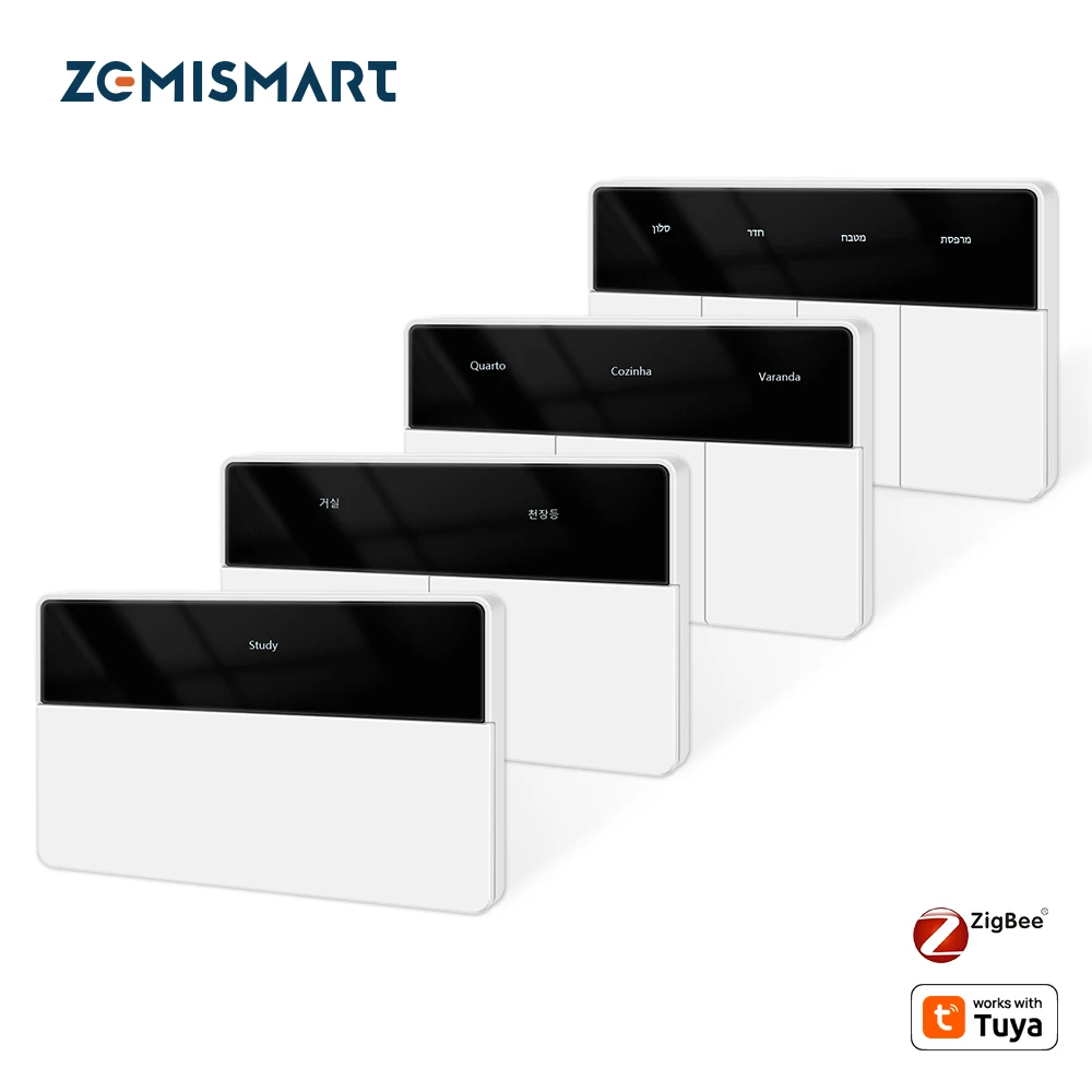 

Zigbee DIY Name Switch Horizontal Display Screen Big Push Button Work with Tuya Smart Wall Light Switch Alexa Google Home Voice