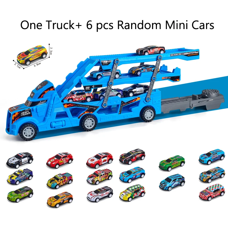 

Large Deformation Truck Transporter Car with Diecast Car Model Educational Model Folding Track Racing Vehicle Boys Birthday Gift