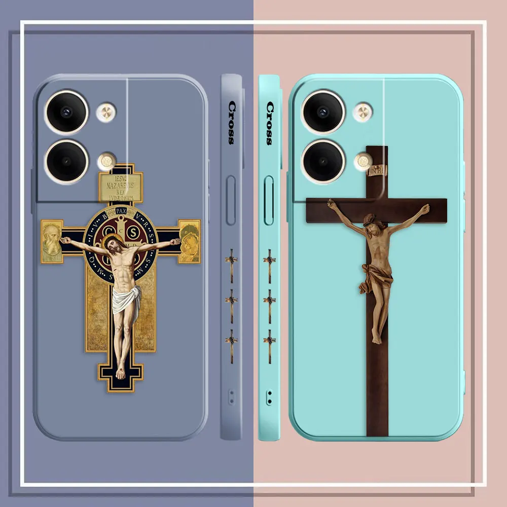 Phone Case For OPPO RENO 8 7 9 6 7SE 5 4 4SE 4 3 4G 5G PRO PLUS Colour Simple Case Cover Funda Cqoue Shell Capa Christian Cross