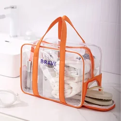 Borsa da nuoto impermeabile di grande capacità, borsa per il trucco trasparente, borsa per il lavaggio con scomparto per scarpe, borsa da viaggio per borsa da spiaggia