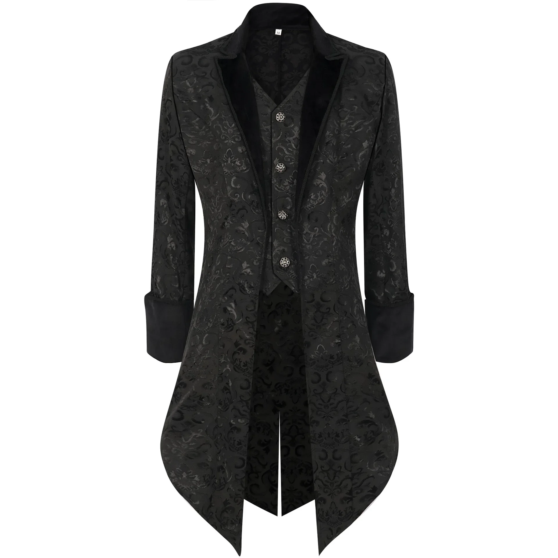 Men Steampunk Gothic Tailcoat Trench Coat Medieval Christmas Vintage Clothing Victoria Uniform Halloween Costume Tuxedo