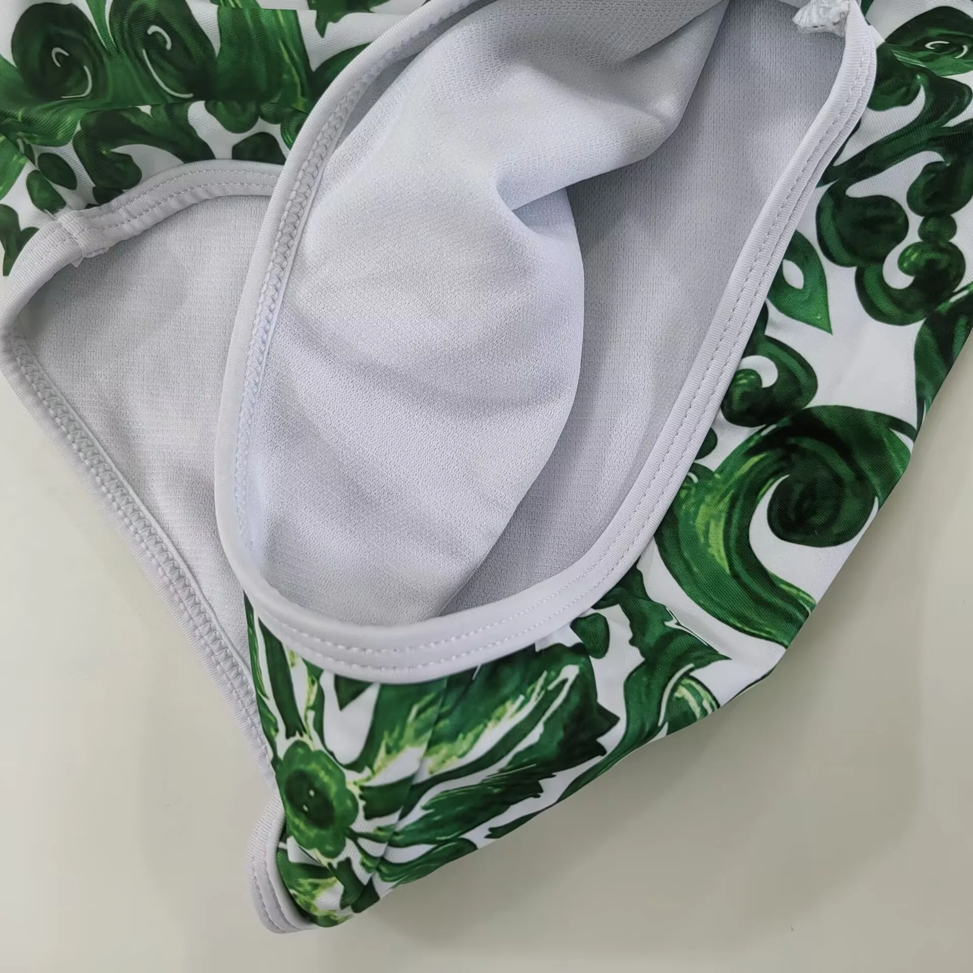 2026 New Children's Swimsuit Green Floral Pattern One Piece Swimsuit With Swim Cap for Girls Toddler Baby Girl Bathing Suit - view 5