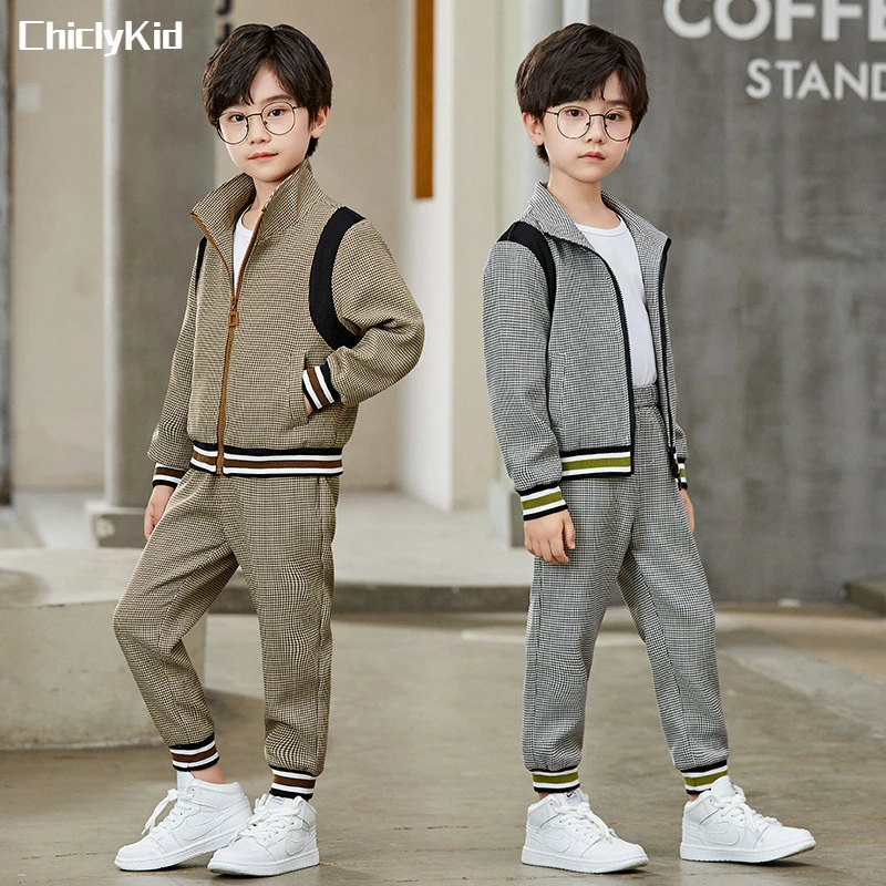 Boys Spring High Collar Baseball Jacket Sport Pants Child Autumn Casual Tracksuit Joggers Clothes Sets Kids Sportswear Outfits