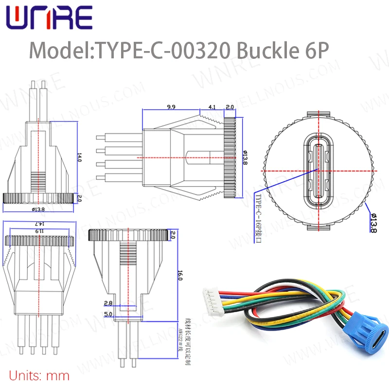 Front Lock Screw 4P Circular Buckle Power Connection Port TYPE-00320 Waterproof Fast Charging Data Cable Female USB Connector