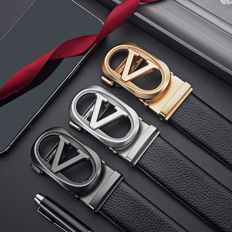 Belt, Men's Fashion, Student Automatic Buckle Leather Belt, Men's Business Casual Versatile Men's Pants Belt