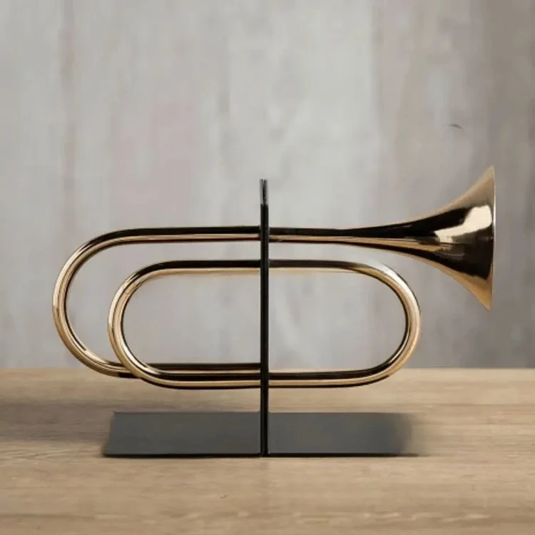Modern creative golden horn melody book file ornament model room living room study cabinet exhibition hall display decoration