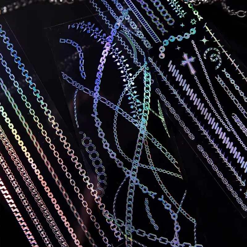 3 arkusze/opakowanie PET Laserowe Holograficzne Srebrne Naklejki DIY do Dziennika, Etui na Telefon, Ręcznie Robionych Albumów, Estetyczne Naklejki — zdjęcie 3