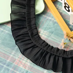 1Meter Black Lace Fabrics For Sewing Clothes Pleated Ribbons Diy Crafts Supplies Party Dress Needlework Decorative Trimmings
