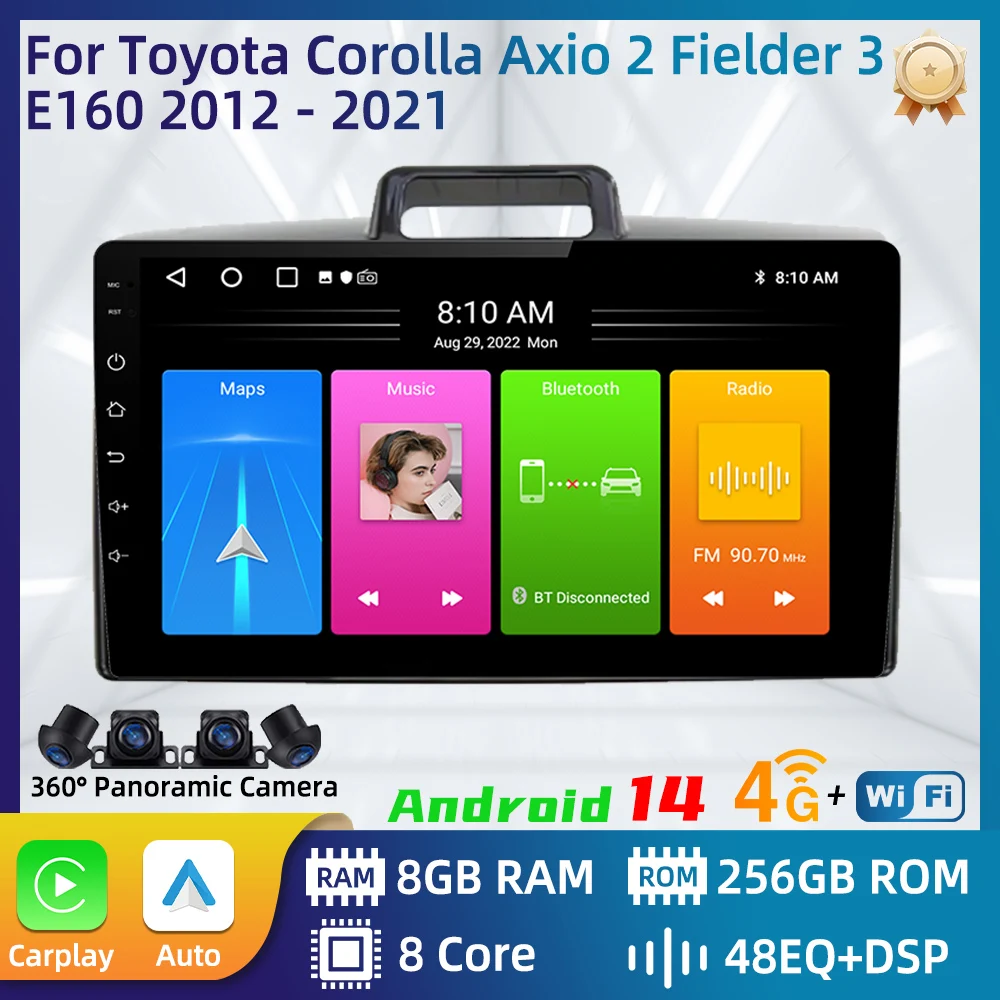 

Автомобильный радиоприемник для Toyota Corolla Axio 2 Fielder 3 E160 2012-2021 2 Din Android Автомобильный мультимедийный плеер GPS-навигация Carplay Stereo
