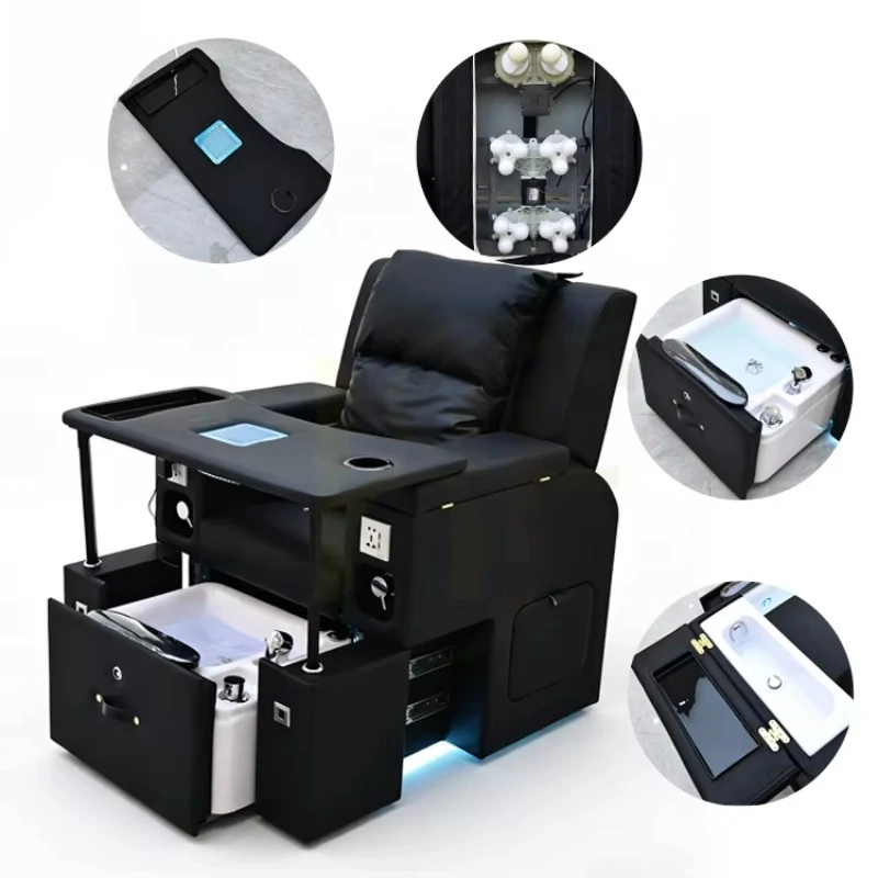 Space-Saving Backrest Pedicure Chair Adjustable Backrest Pedicure Chair Foot Spa Basin for Nail Salon Furniture