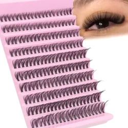200-Piece Mixed 30D Fake Eyelash Extensions Kit -  Thick & Fluffy Cluster Lashes For Beginners, Reusable Diy Lash Extension Set
