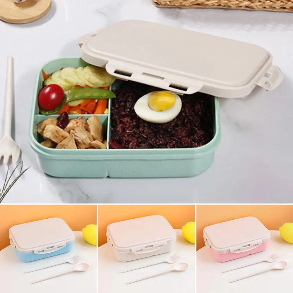 Sturdy Bento Container Food Grade Food Container 3 Compartments Bento School Kids Lunch Box  Storage