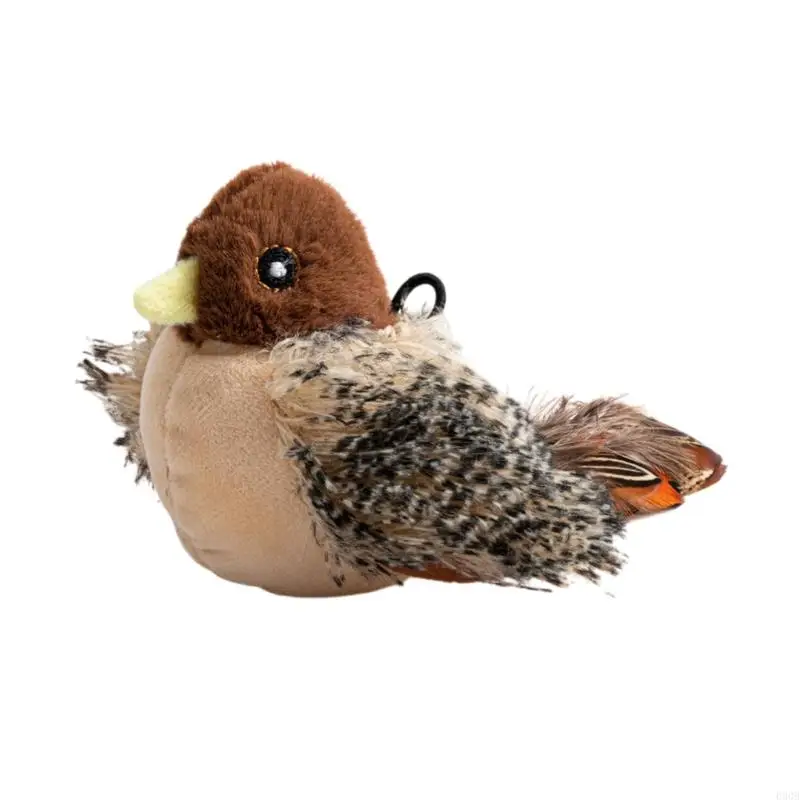 090B Engaging Plush Sparrow Toy for Cats Activated Instincts with Realistic Bird Sounds And Vibration for Indoor Play