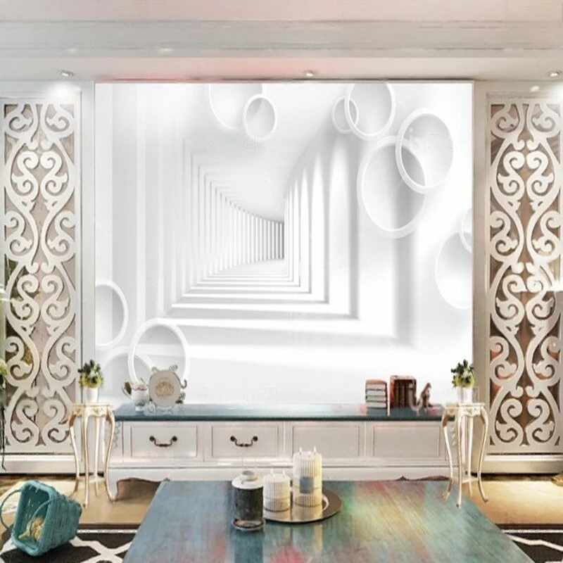 Modern white simple space TV luxurious home decoration bedroom sofa background wall