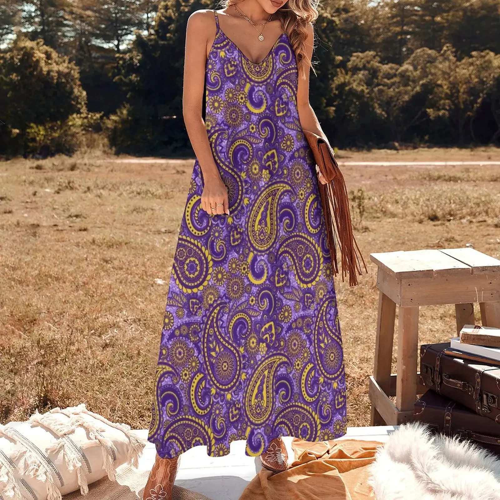 Paisley Game Day Dress Go Tigers Purple Sparkle 2 Sleeveless Dress clothes for woman summer dresses Dress