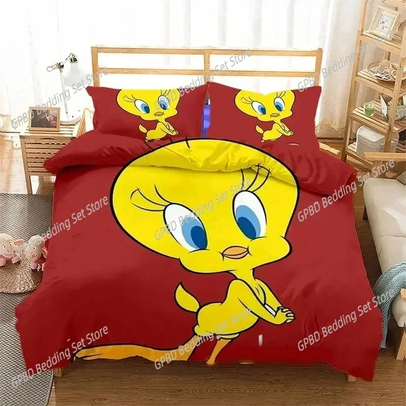 

Luxury New 3D Printed Tweetys Bird Bedding Set Duvet Cover Bed Set Quilt Cover Pillowcase Comforter king Queen Size Bedding Set