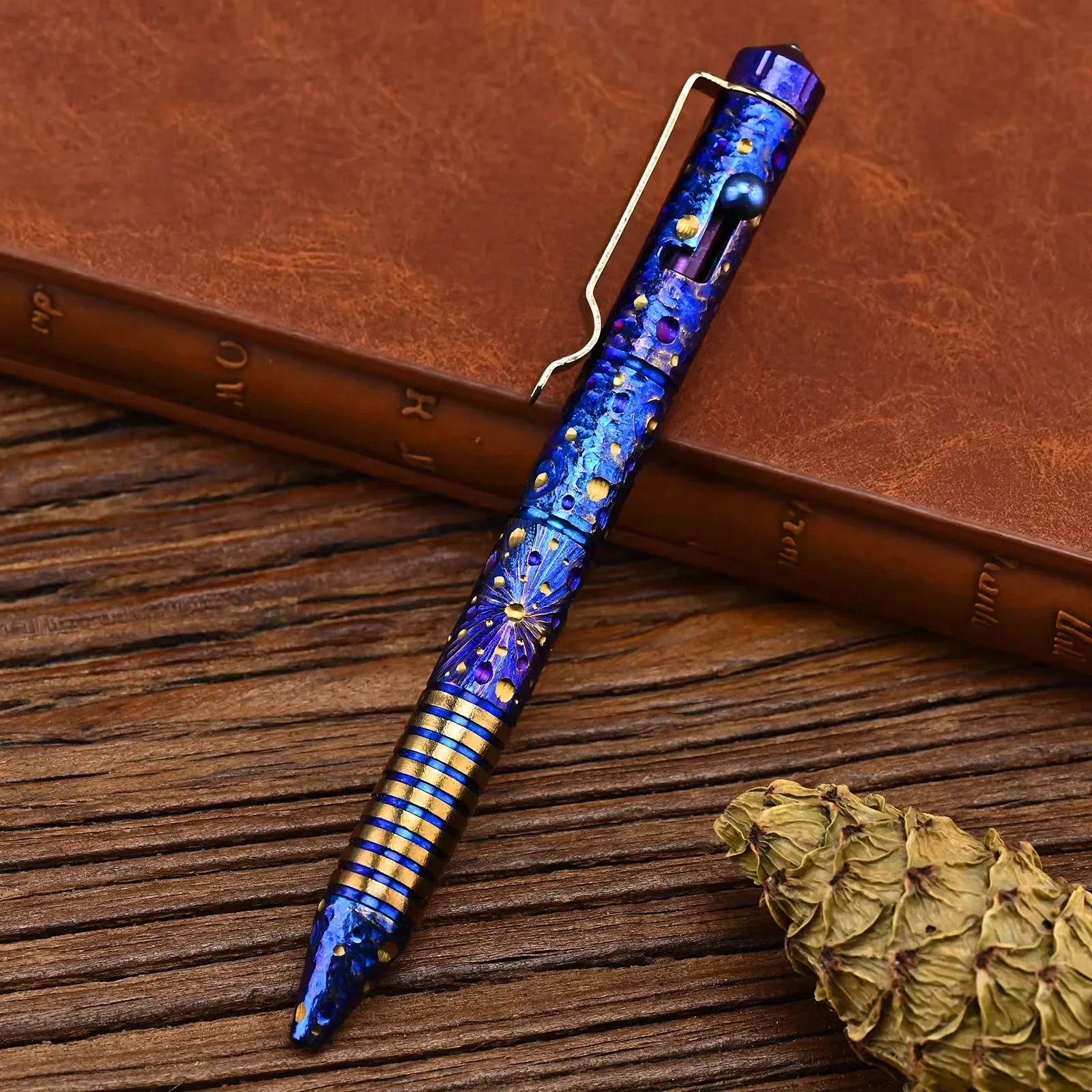 Titanium alloy writing pen hand carved starry sky limited edition EDC metal neutral pen signature pen