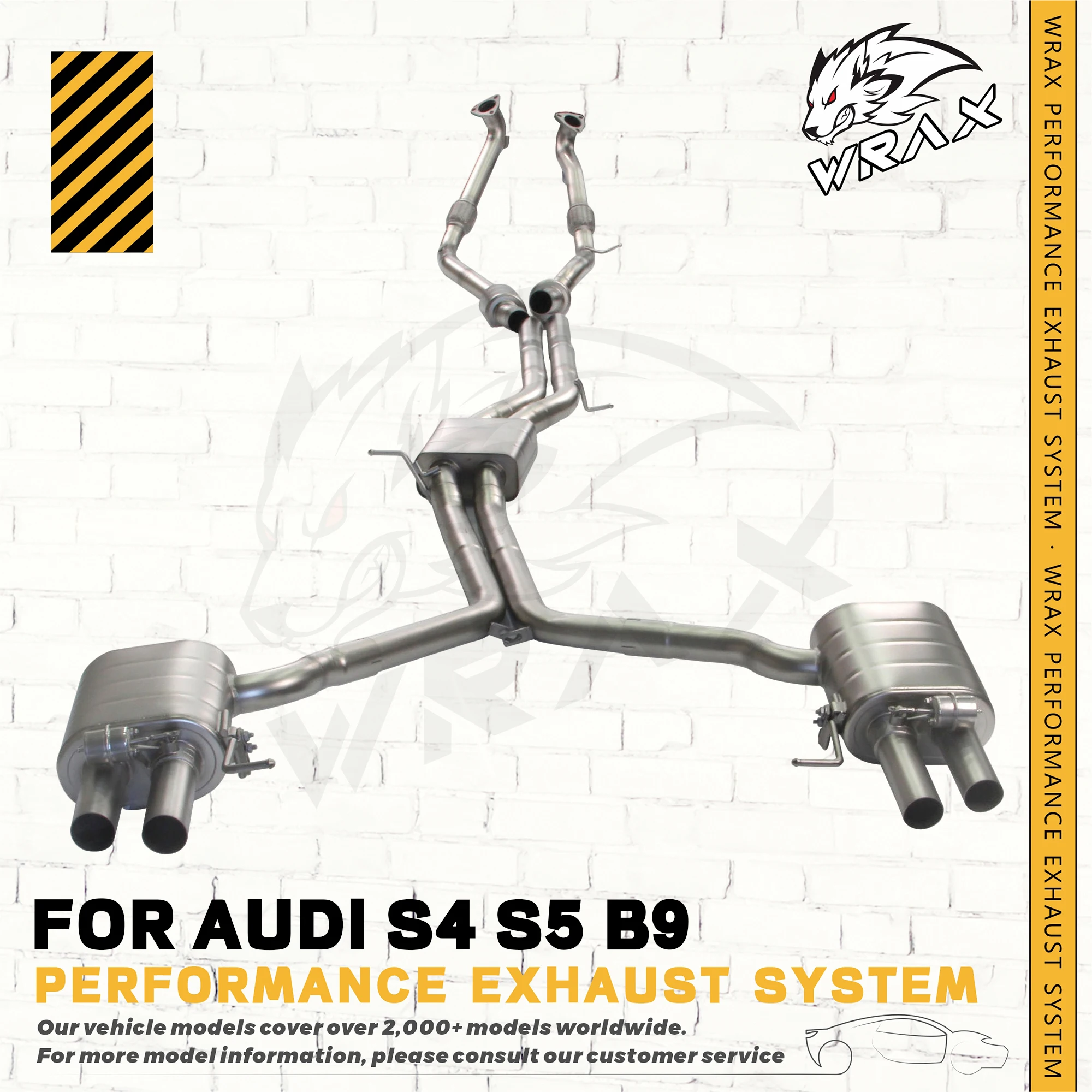 

WRAX SS 304 for AUDI S4 S5 B9 (with Valve Control Exhaust System) Auto Accessories Direct Fit Replacement Catback Exhaust Pipe