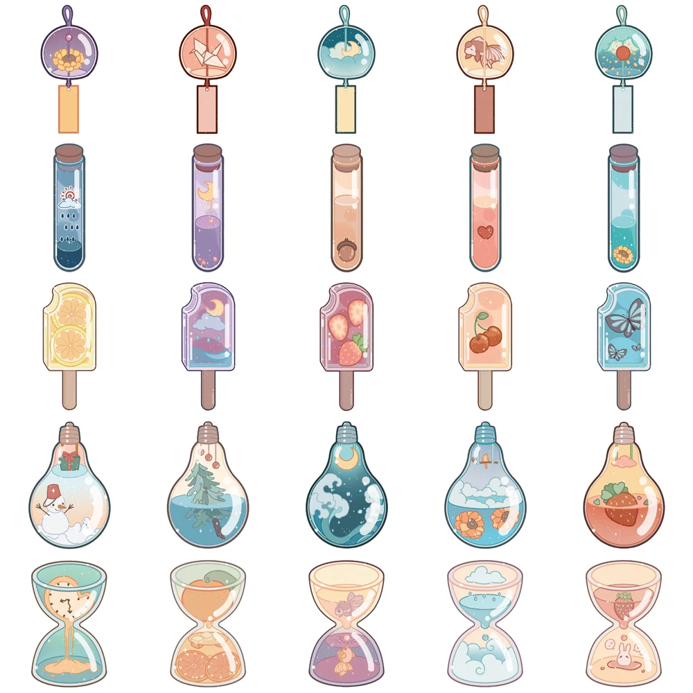 50PCS Creative Bottles Cute Cartoon Stickers Phone Case Decoration DIY Phone Case Notebook Water Cup Waterproof Stickers