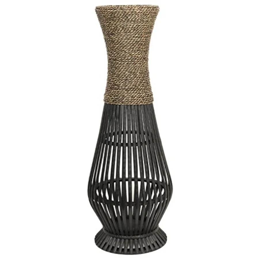 

Tall Bamboo Wood Floor Vase 26" High. Ideal Gift for Wedding, Special Occasions, Home Office, Spa, Reiki, Organic/ Settings, Dr