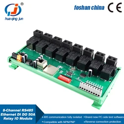 Huaqingjun 8-Channel RS485 Ethernet Modbus RTU/TCP LAN Digital IO 50A Relay Module for Greenhouse Automation