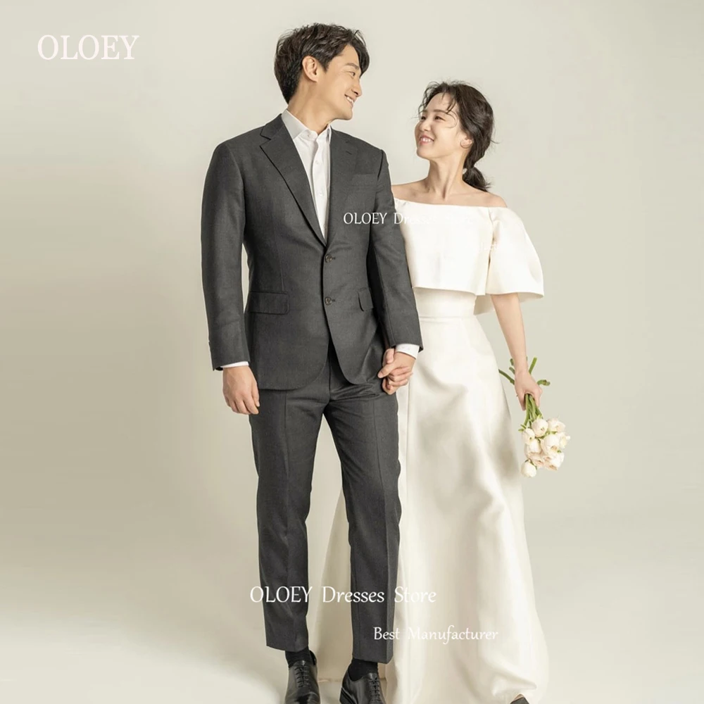 

OLOEY Simple A Line Korea Women Wedding Dresses With Jacket A Line Photo shoot Bridal Gowns Vintage Bride Women Mariage Custom
