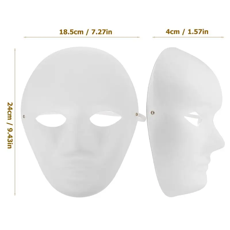 

4pcs DIY Blank Masks Adults Full Face Mask Human Face Masks Halloween Party Masks Paper Pulp Masks Stage Performance Costume