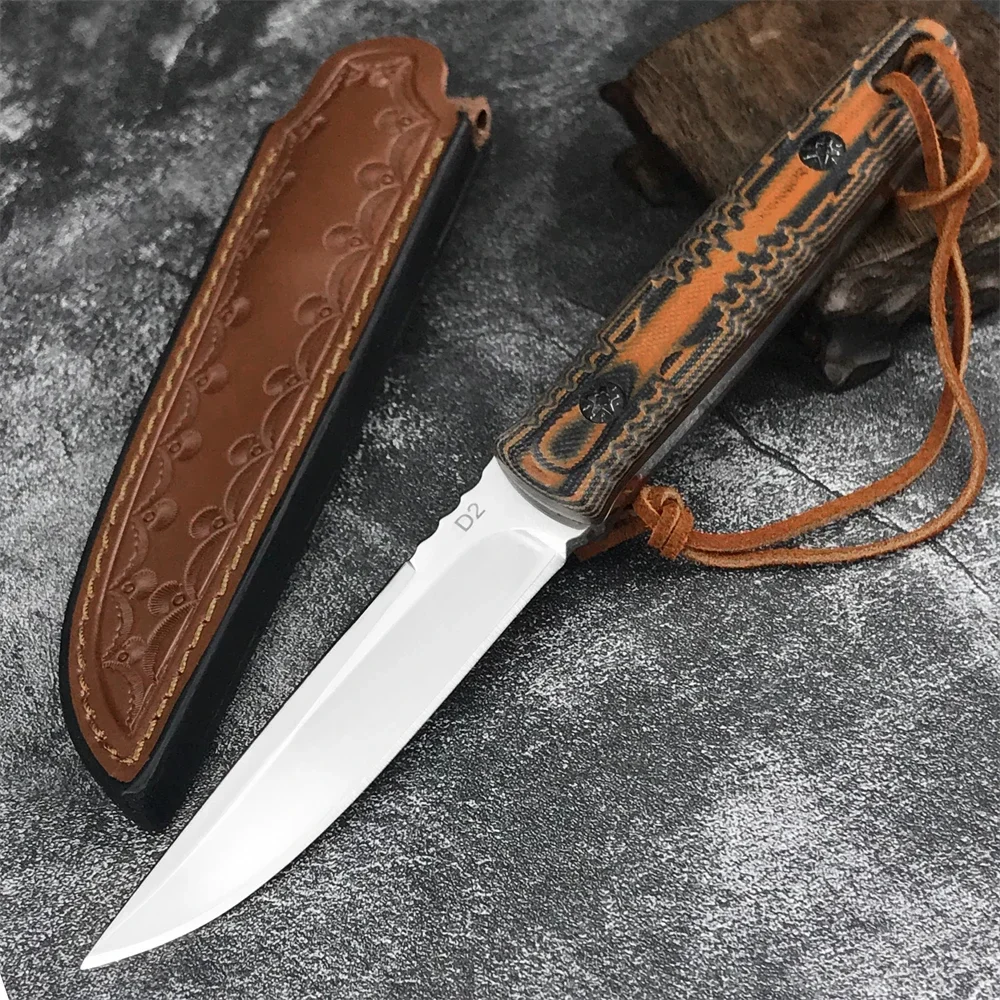 

Wilderness Hunter Small Straight Knife Outdoor Survival Hunting Dual Color G10 Handle Mountaineering Tactical Defense Tool Knife