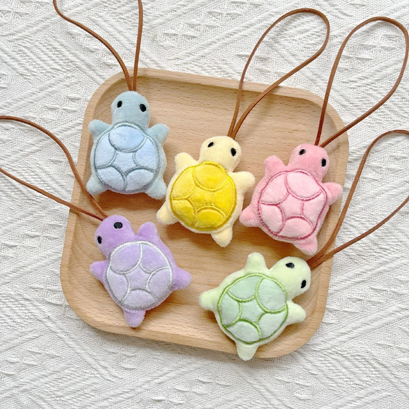 Cute Cartoon Plush Turtle Keychain Kawaii Turtle Doll Unique Design Squeak Knapsack Decor Car Keychain Pendant Accessories