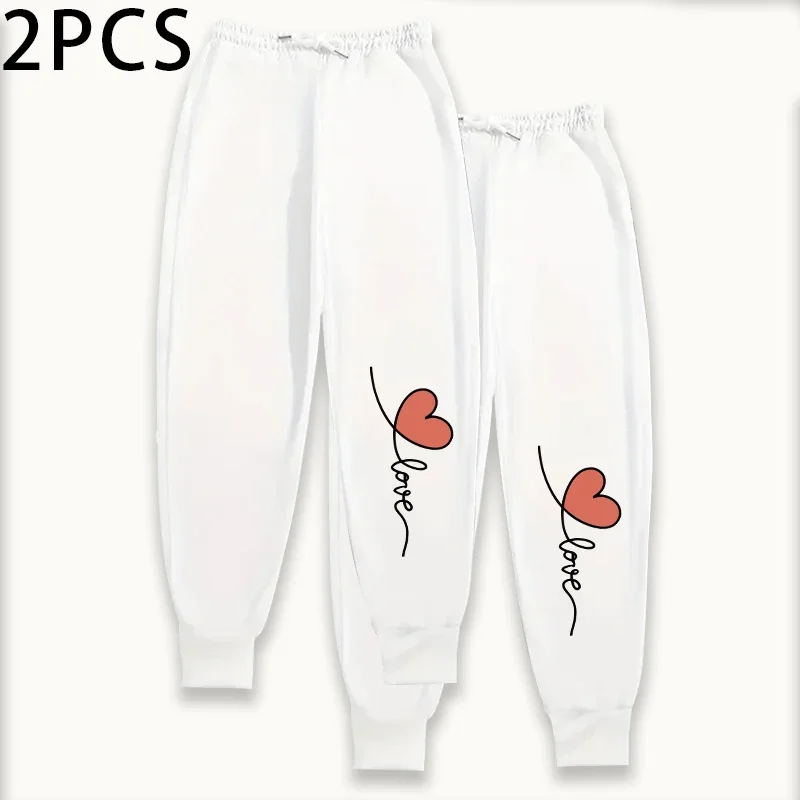 Set da 2 pezzi Pantaloni sportivi da donna Pantaloni da jogging foderati in pile con pantaloni sportivi 2025 Pantaloni casual da esterno per la casa autunno inverno 2 pacchi