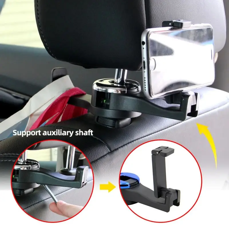 Headrest Bracket Car Hook 3 In 1 Car Vehicle Back Seat Headrest Hook Mobile Phone Holder Portable Seat Back Hanger Hook