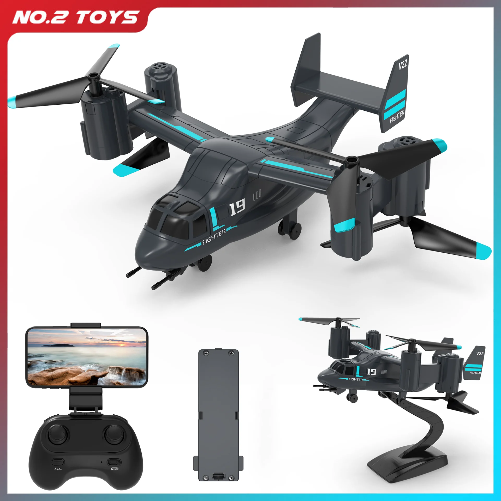 Remote Control Helicopter Drone 480P Camera Fighter UAV Land Air Mode Aircraft Brushless RC Drones for Children Kids Plane Toys